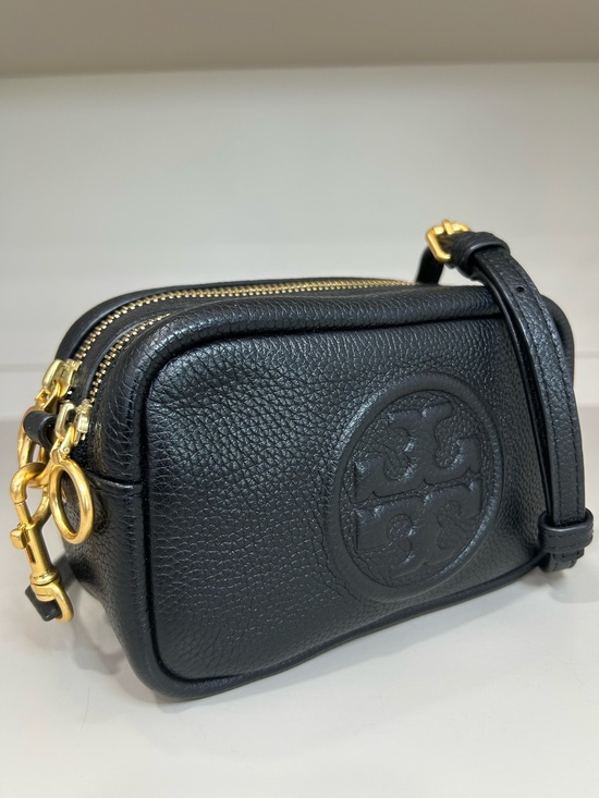 Tory Burch Handbags - Authentic Tory Burch Perry Bombe Mini Crossbody Camera Bag Leather Purse Black